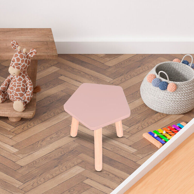 Banquito de Madera para Ni&ntilde;os- Pentagono - Rosa image number null