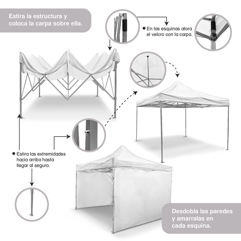 Toldo 3x3 Con Paredes Plegable Carpa Reforzada ... image number null