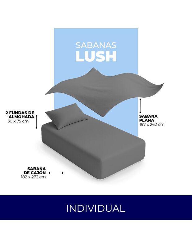 Juego de S&aacute;banas Lush 300 Hilos 100% Algod&oacute;n Gr... image number null