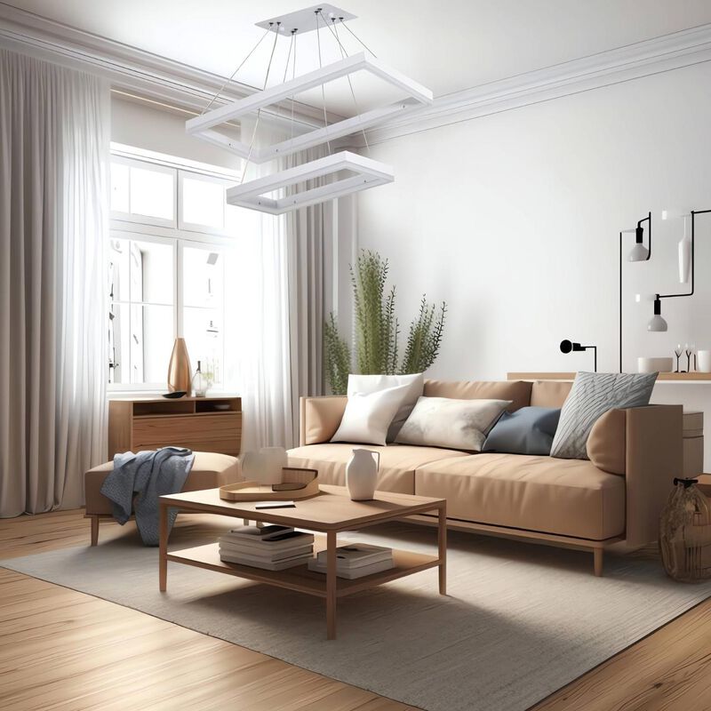 L&aacute;mpara Moderna Colgante Led 2 Rect&aacute;ngulos (Bla... image number null