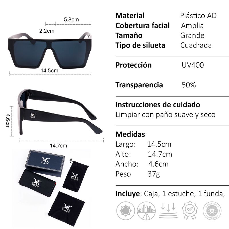 Lentes De Sol Xolek 156 Retro Cuadrado Uv400 Ho... image number null