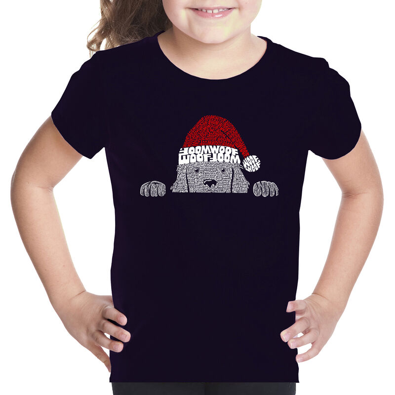 Camiseta Word Art Para Ni&ntilde;a - Perro Navide&ntilde;o As... image number null