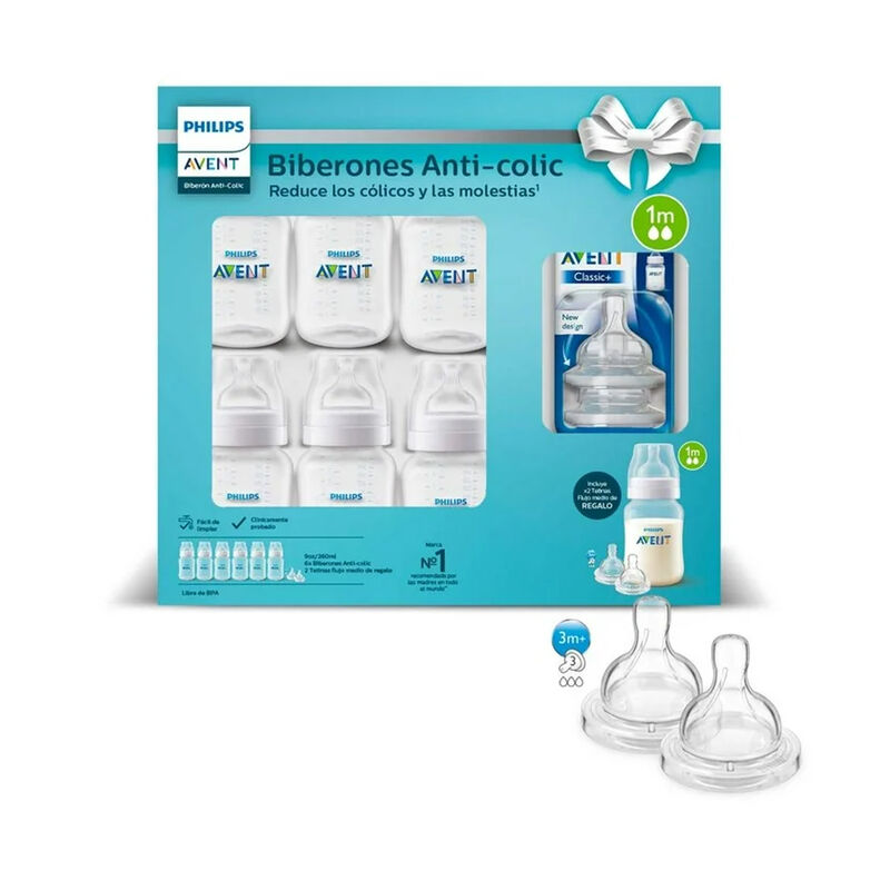 Set Regalo Biberones Avent Antic&oacute;licos 9oz 8pz image number null