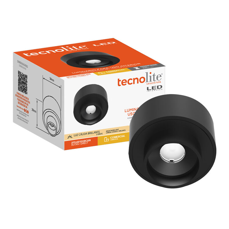 L&aacute;mpara Spot Led De Sobreponer 2 W, Luz C&aacute;lida ... image number null