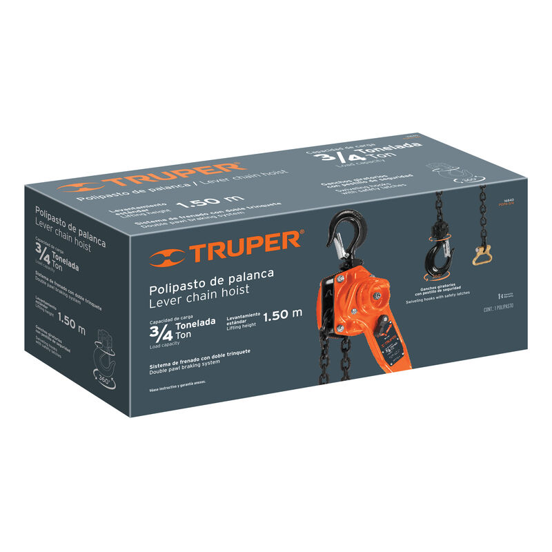 Polipasto de Palanca de 3/4 Ton de Truper image number null