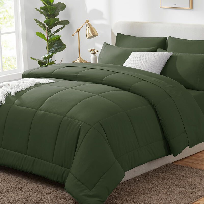 Juego De Edred&oacute;n Cozylux, Color Verde Oliva, Ta... image number null