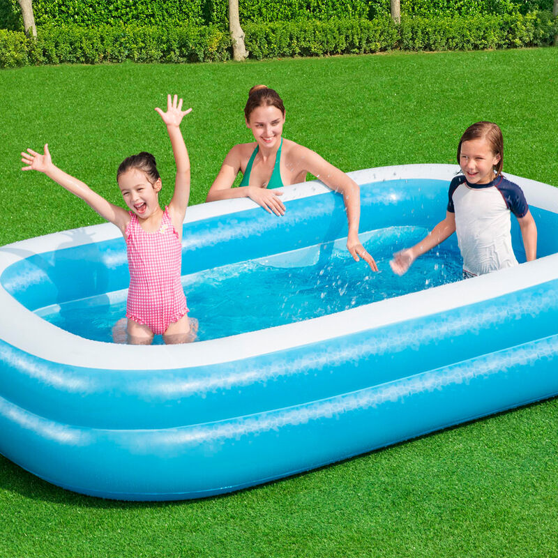 Alberca Inflable Rectangular 2 Anillos Lisa Azu... image number null