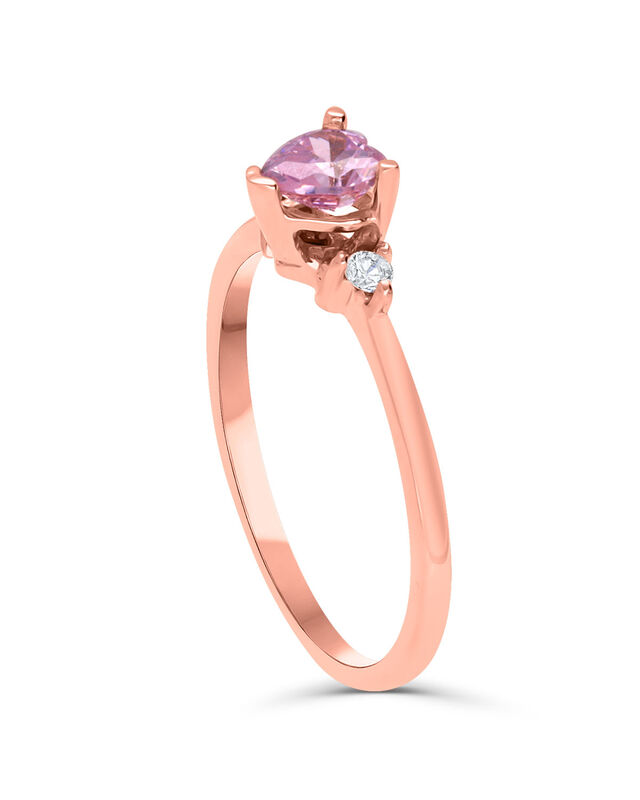 Anillo En Oro Rosa 14k Con Zirconia Coraz&oacute;n Ros... image number null