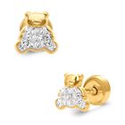 Broqueles De Osito En Oro Amarillo 14k Con Zirconias
