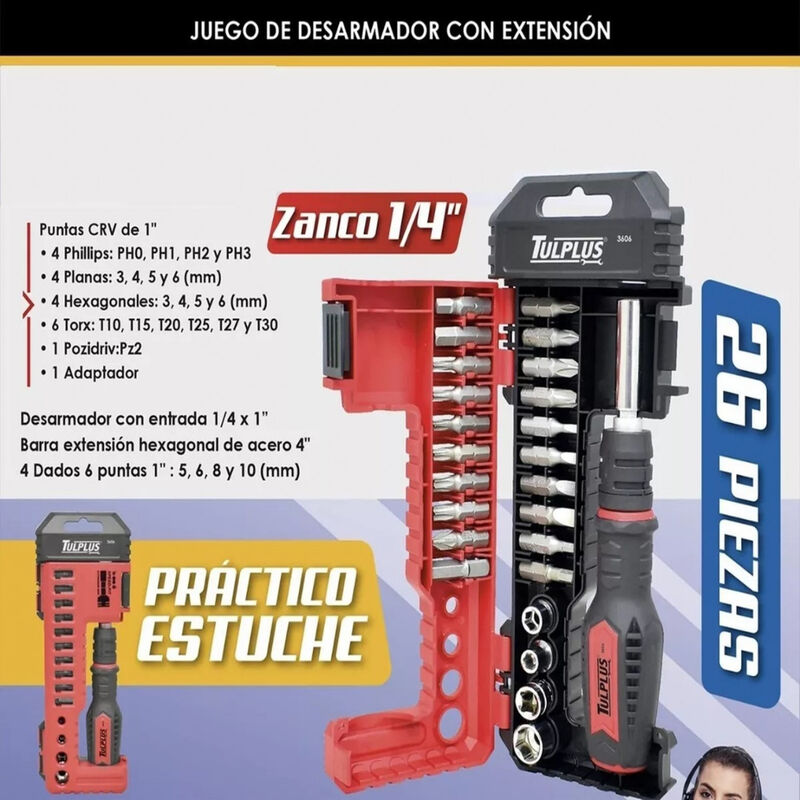 Juego de Desarmador con Extensi&oacute;n image number null