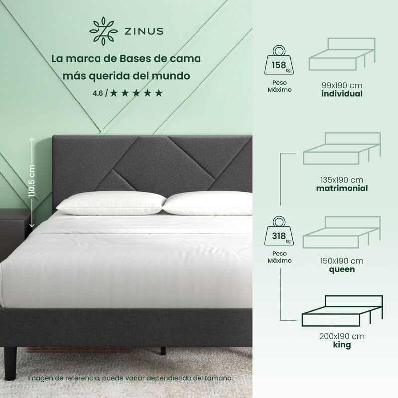 Zinus Judy | Base De Cama King Con Cabecera Y T... image number null