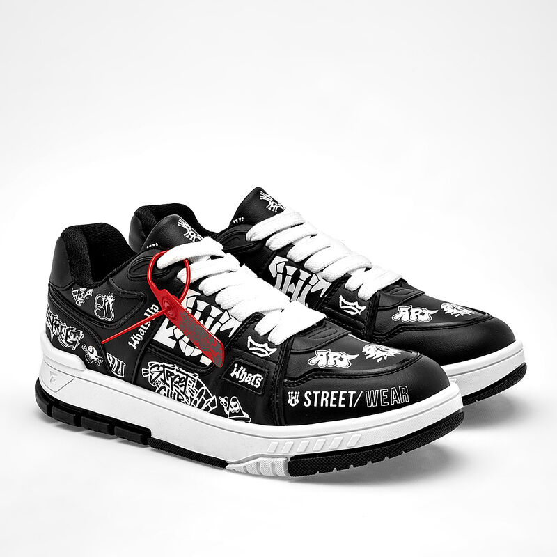 What'S U? Tenis urbano para hombre. Negro blanc... image number null