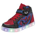 Space Boys Tenis urbano para ni&ntilde;o negro rojo, con luces