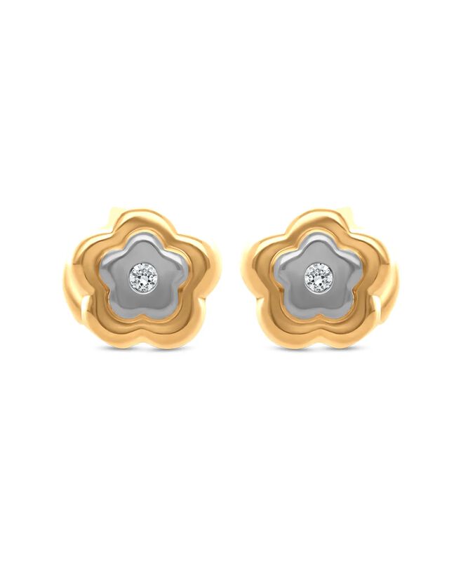 Broqueles De Flor En Oro Amarillo Y Blanco 14k ... image number null