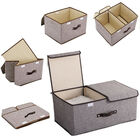 Caja Organizadora Plegable Color Gris con Dos Tapa Doble Con Divisiones