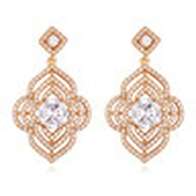 Aretes en Ba&ntilde;o de Oro Blanco de 18K de Flor con... image number null