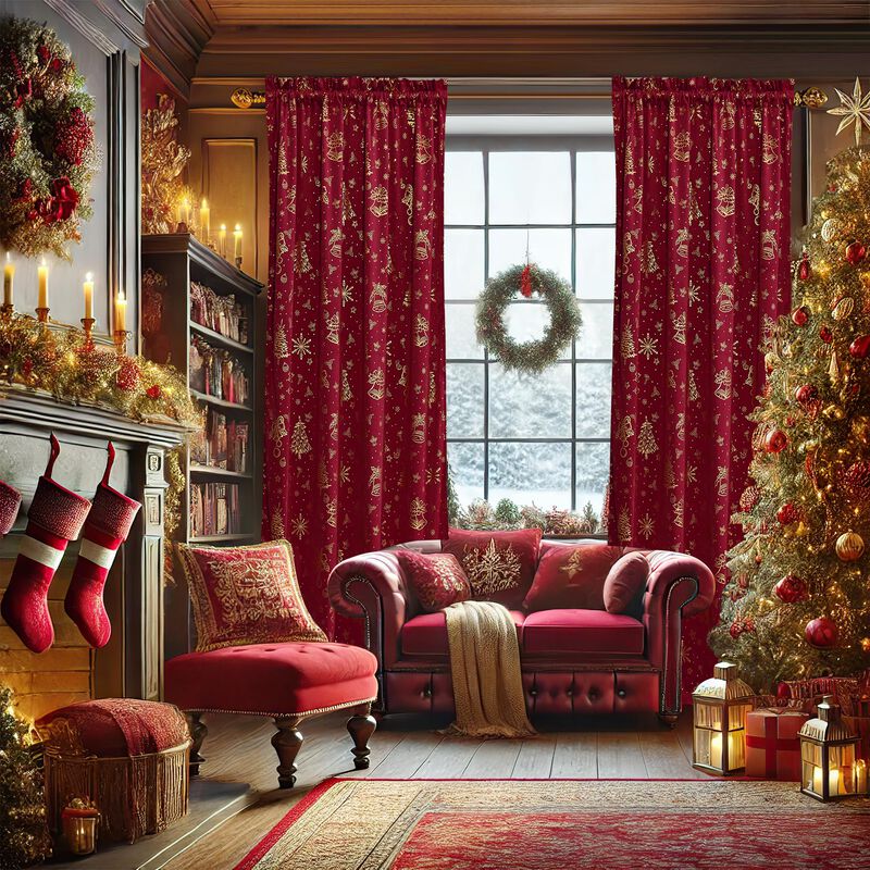 Cortinas Nicetown De Terciopelo Rojo, 213 X 132... image number null