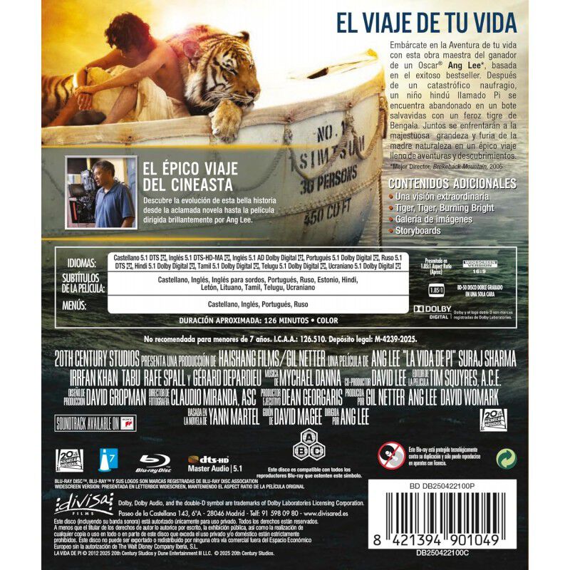 La vida de Pi [Blu-ray] (2012) image number null