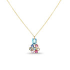 Dije Flor Plata Dorada 925 Con Piedras De Color