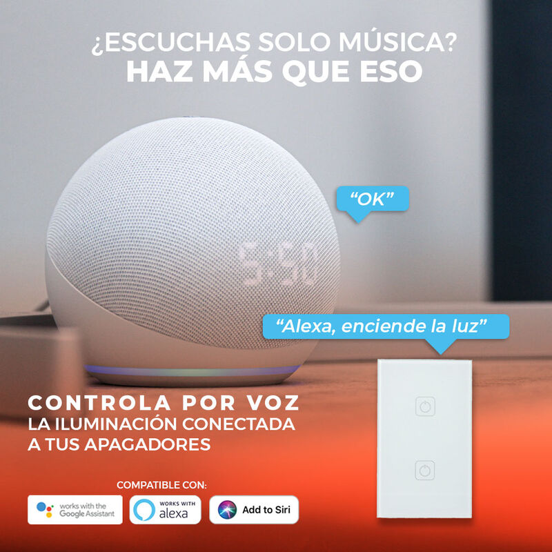 Apagador Inteligente Wi-Fi, 2 Botones T&aacute;ctiles,... image number null