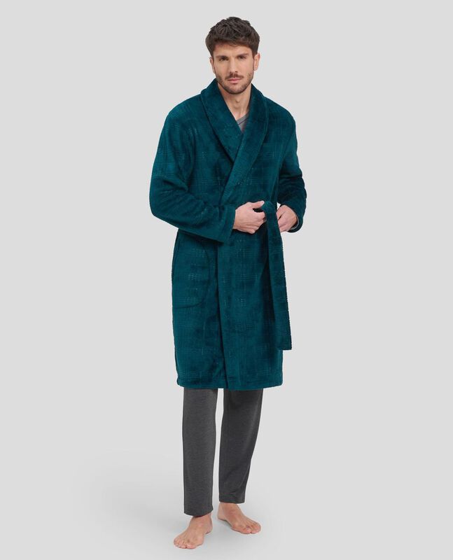 Bata Larga de Cuadros Verdes Verde image number null