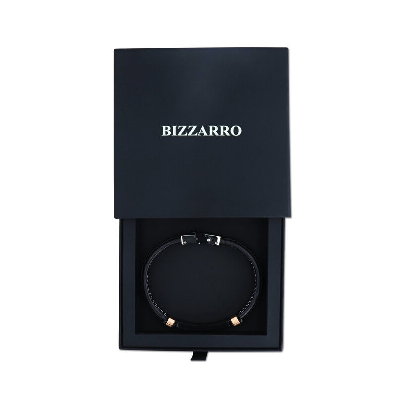 Pulsera De Piel Con Aplicaciones De Acero Negro... image number null