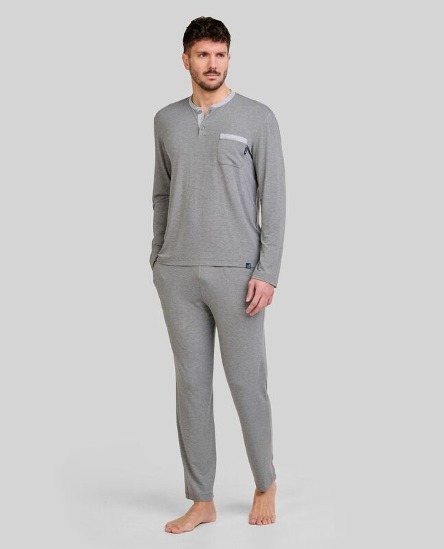 Pijama Modal Abierto para Hombre Gris image number null