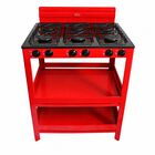Parrilla Piso Gas Lp 6 Quemadores Inox Premium Rojo Fraga