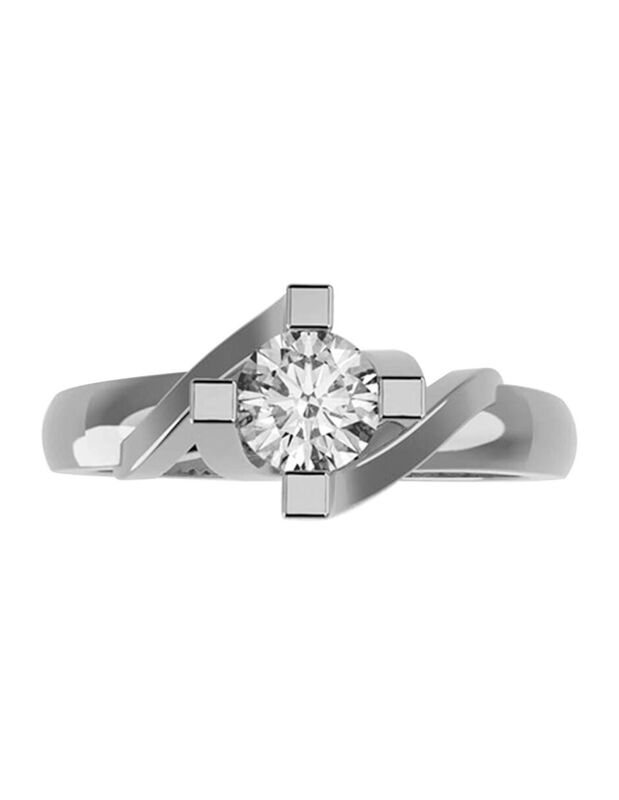 Anillo de Compromiso en Oro Blanco 10K con Circ... image number null