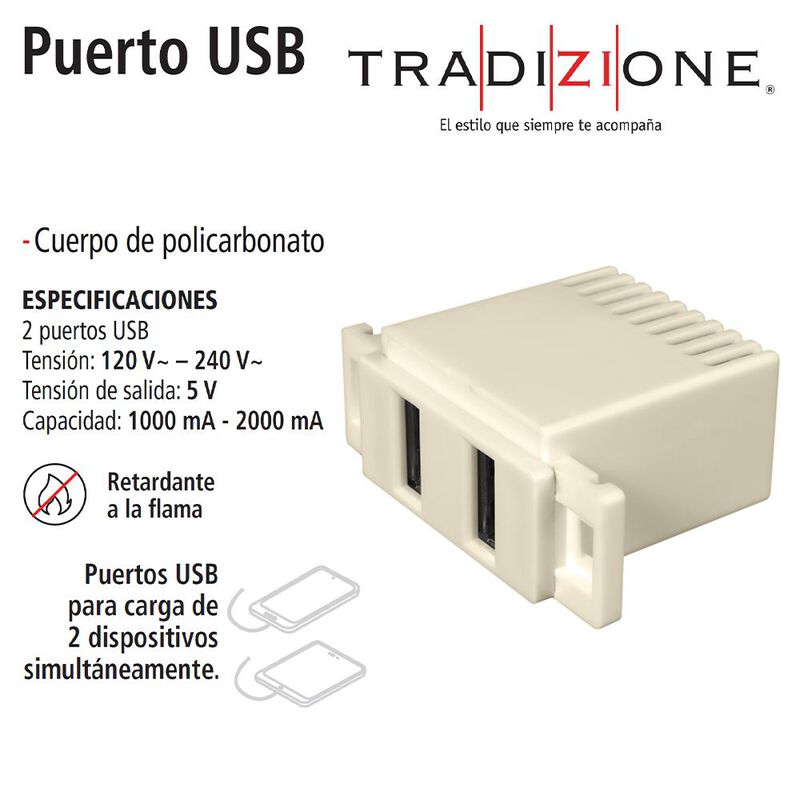 Puerto USB Tradizione Color Marfil IUSA image number null