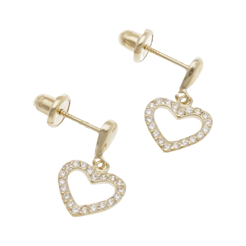 Aretes De Corazon En Oro 10k Con Zirconias Prb-... image number null