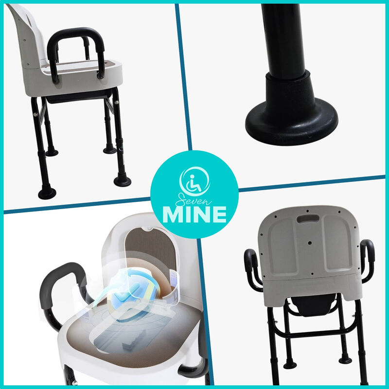 Silla De Ba&ntilde;o Con Comodo Inodoro Cuadrado Con T... image number null