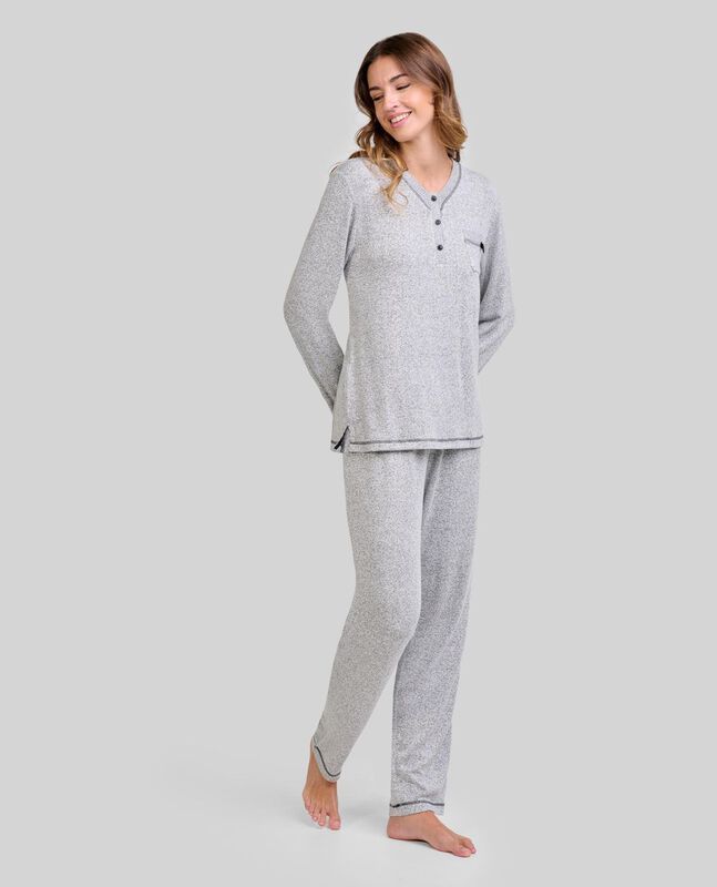Pijama Gris Vigore con Botones Gris image number null