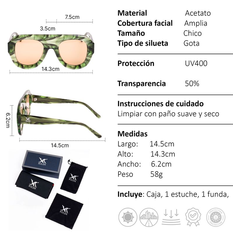 Lentes De Sol Xolek 104 Moda Acetato Gota image number null