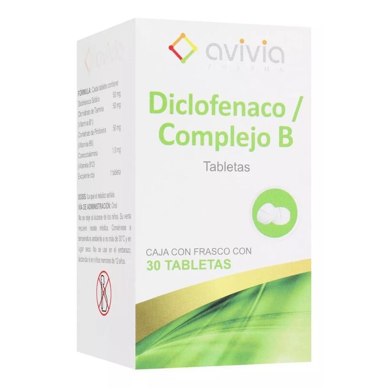 Diclofenaco Con Complejo B 30 Tabletas 50mg image number null