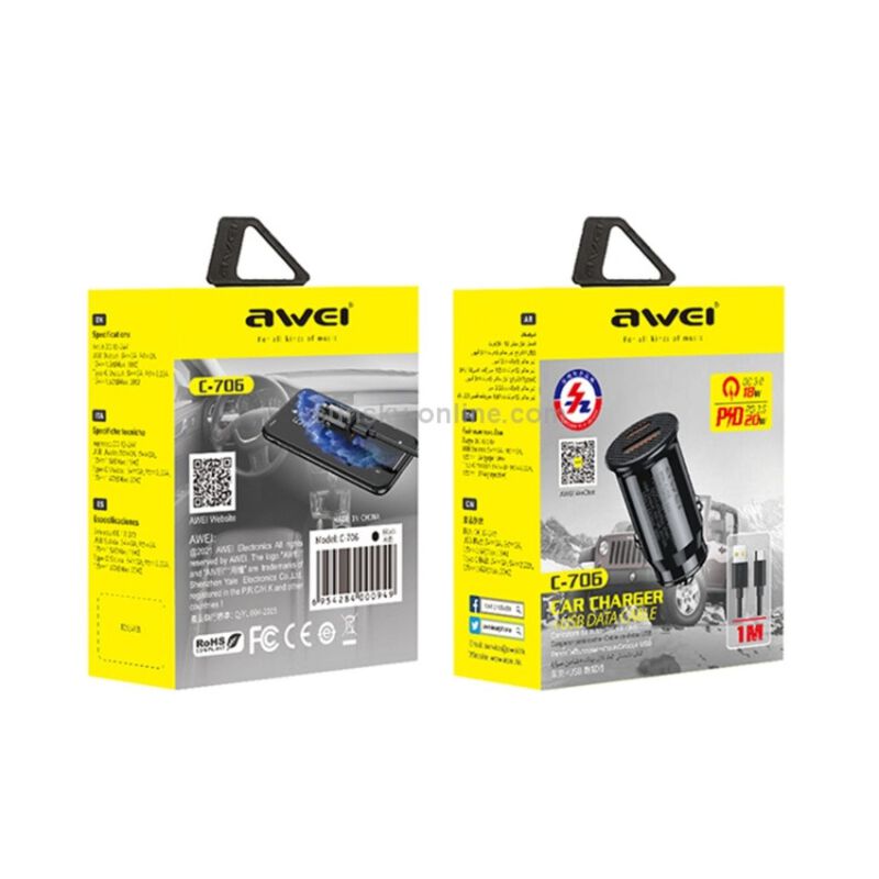 Awei C-706 Cargador De Auto Usb (negro) image number null