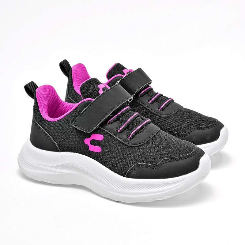 Charly Tenis urbano para ni&ntilde;a negro fucsia, imp... image number null