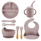 Juego de babero y accesorios de silic&oacute;n Aquila baby Rosa Palo