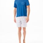Pijama Corto Mixto para Hombre Azul