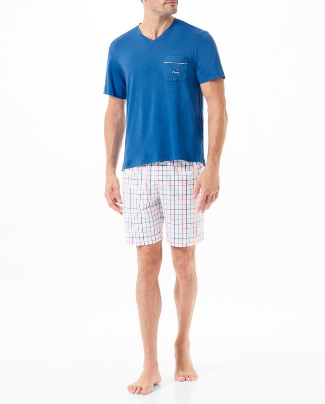 Pijama Corto Mixto para Hombre Azul image number null