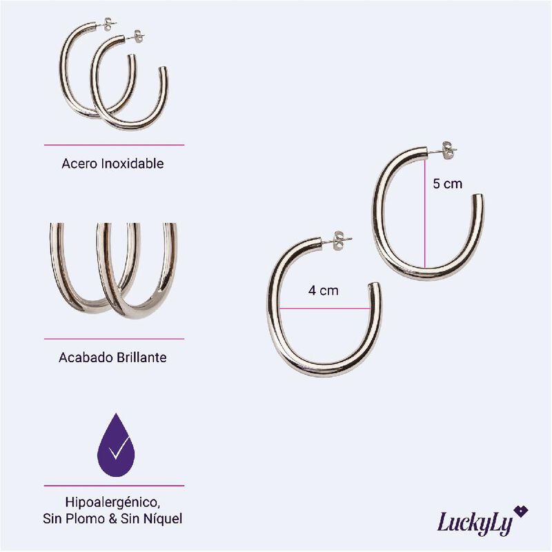 Aretes De Mujer, Arracadas Acero Inoxidable, Re... image number null