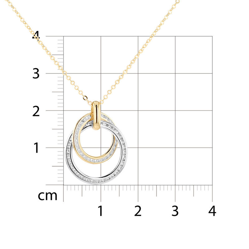 Dije Bicolor Oro 10k Con Zirconias + Cadena (sk... image number null