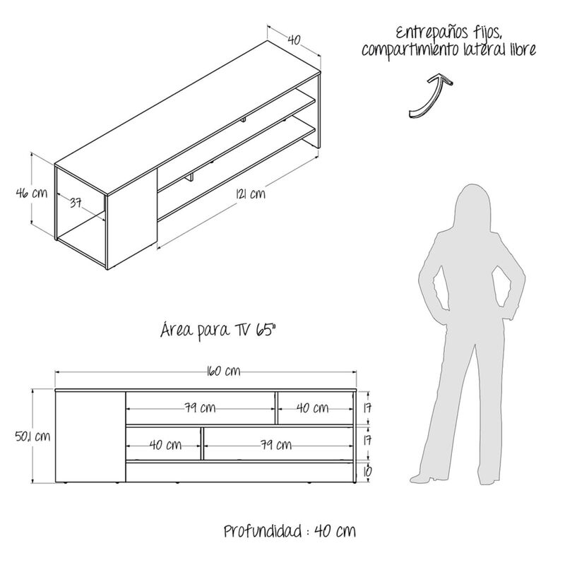 Mesa para TV Flat Para Pantallas de hasta 65 Pu... image number null
