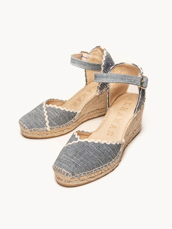 Jara Cu&ntilde;a Media Lino Jaspeado Azul Jeans image number null