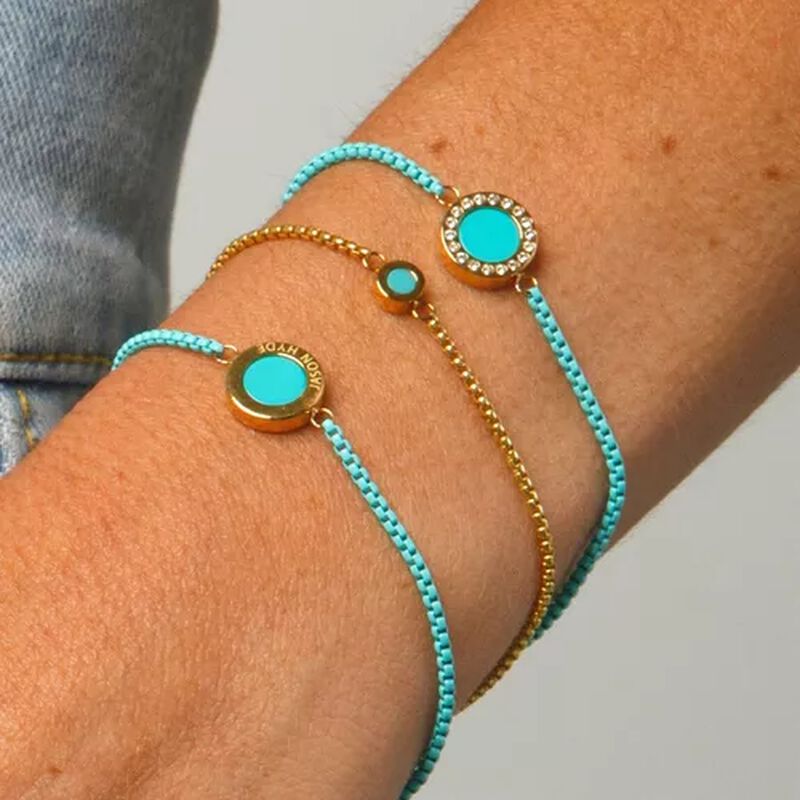 PULSERA OCEAN CADENA Y CHARM TURQUESA CON ZIRCO... image number null