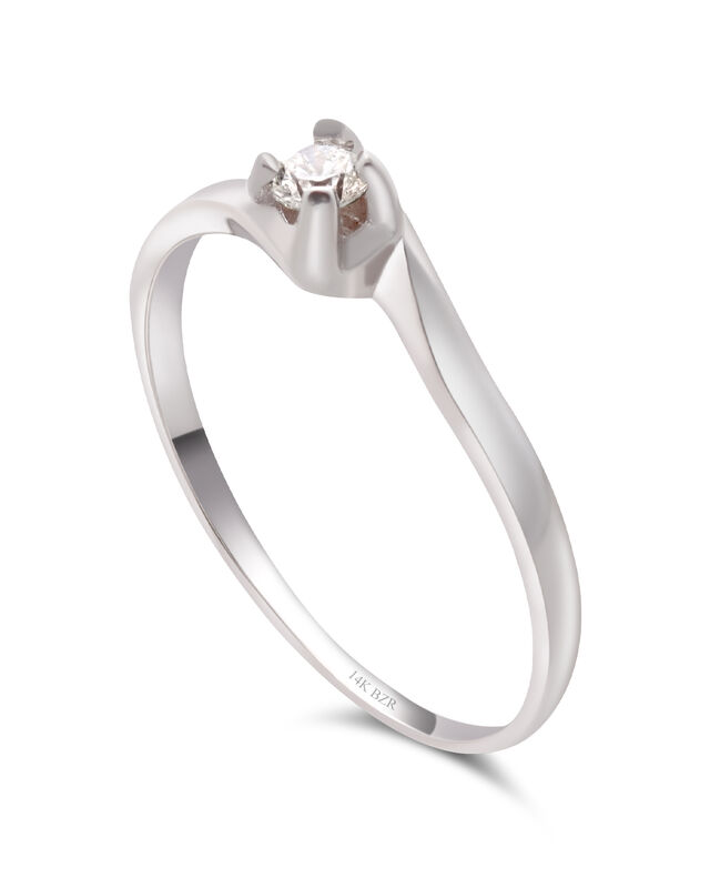 Solitario En Oro 14k Blanco Con Un Brillante De... image number null