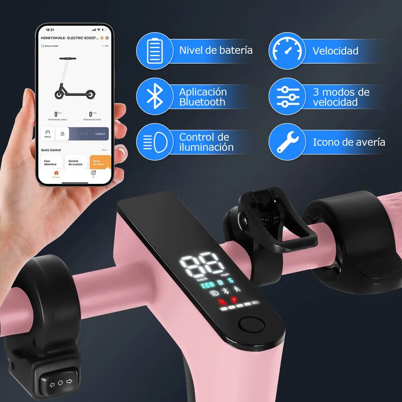 Scooter El&eacute;ctrico Honey Whale M2-Max Rosa image number null