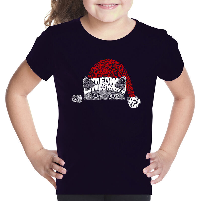 Camiseta Word Art Para Ni&ntilde;a - Gato Navide&ntilde;o Aso... image number null