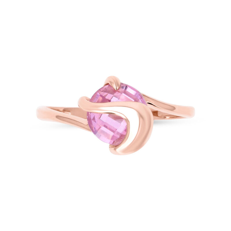 Anillo Promesa De Oro Rosa 14k Con Zirconia Ros... image number null