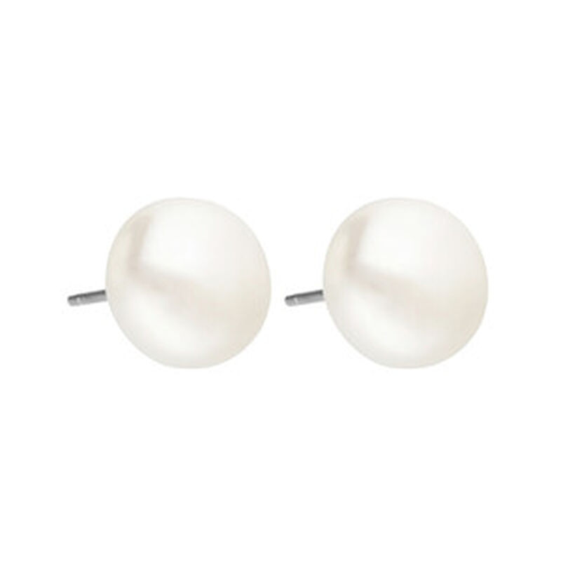 Aretes Perla Grande Cultivada con Postes de Pla... image number null